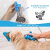 image:imageAquapaw 5in1 Horse amp Dog Bath Brush amp Curry Comb  XL Blue Silicone  Includes 3ft Shower Hose Attachment amp Adapter  Adjustable Spray Scrub Massager  Great for Horses amp Big DogsLarge