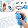 image:imageAquapaw 5in1 Horse amp Dog Bath Brush amp Curry Comb  XL Blue Silicone  Includes 3ft Shower Hose Attachment amp Adapter  Adjustable Spray Scrub Massager  Great for Horses amp Big DogsLarge