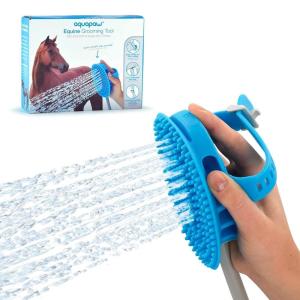 image:imageAquapaw 5in1 Horse amp Dog Bath Brush amp Curry Comb  XL Blue Silicone  Includes 3ft Shower Hose Attachment amp Adapter  Adjustable Spray Scrub Massager  Great for Horses amp Big DogsXLarge