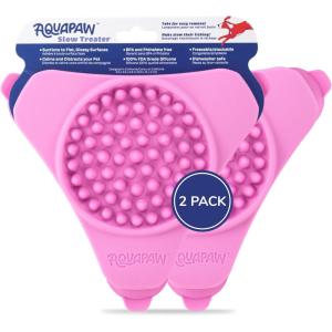 image:imageAquapaw Lick Mat for Dogs 2Pack Suction Cup Dog Slow Feeder Pad amp Licking Mat for Peanut Butter Treats  Calming Dog Bathing Aid Stress Relief amp Mental Stimulation for All Breeds  Pink2Pack Regular