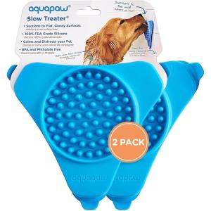 image:imageAquapaw Suction Cup Lick Mat for Dogs  Bath Time Lick Mat for Bathtub  Mental Stimulation Slow Feeder Pad  Peanut Butter Treat Holder  2Pack Regular Blue2Pack Regular